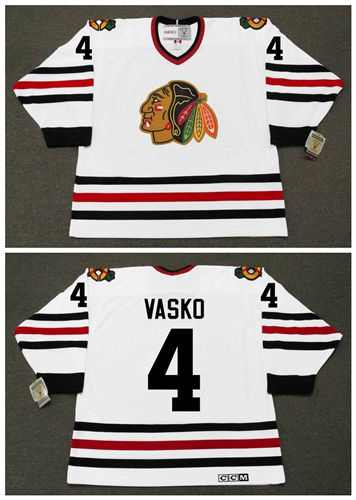 Men's Chicago Blackhawks #4 ELMER VASKO 1965 CCM Vintage Throwback NHL Hockey Jersey