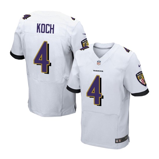 Men's Baltimore Ravens #4 Sam Koch Elite White Road Jersey