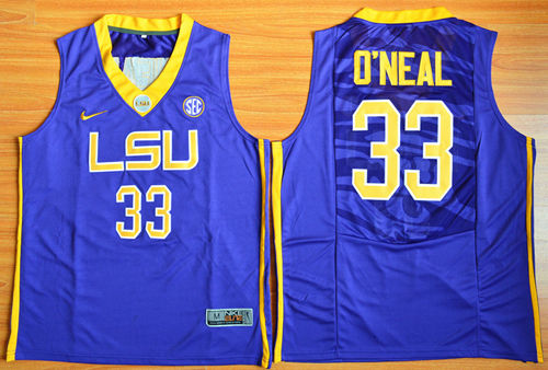Men's NCAA LSU Tigers college basketball jersey #33 Shaquille O'Neal LSU purple jersey