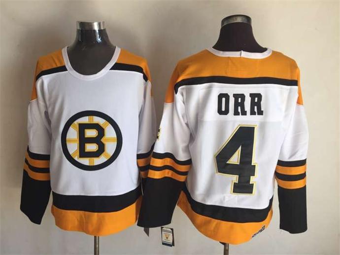 Men's Boston Bruins #4 BOBBY ORR 1966 CCM Vintage Throwback Away NHL Hockey Jersey