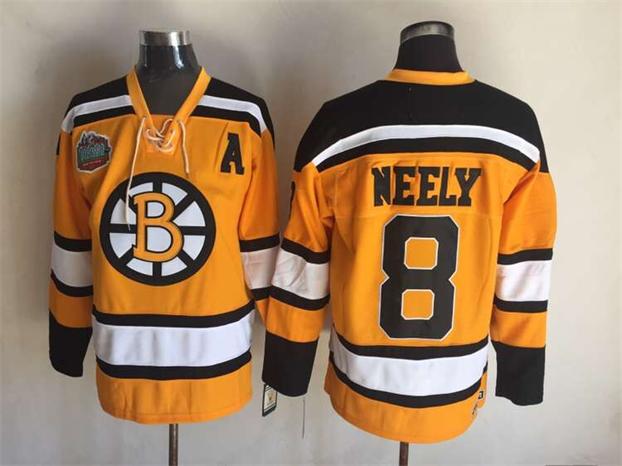 Men's Boston Bruins #8 Cam Neely Yellow 2010 CCM Vintage 