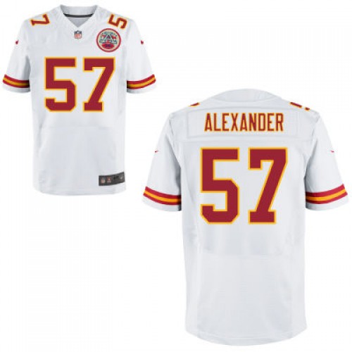 Men's Kansas City Chiefs #57 D. J. Alexander White Road NFL Nike Elite Jersey