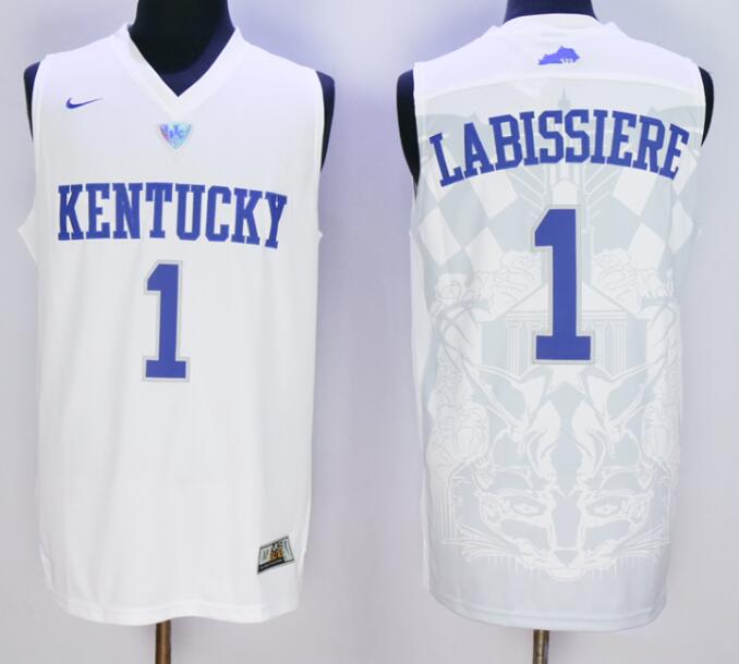 Men's Kentucky Wildcats #1 Skal Labissiere White College Basketball Jersey