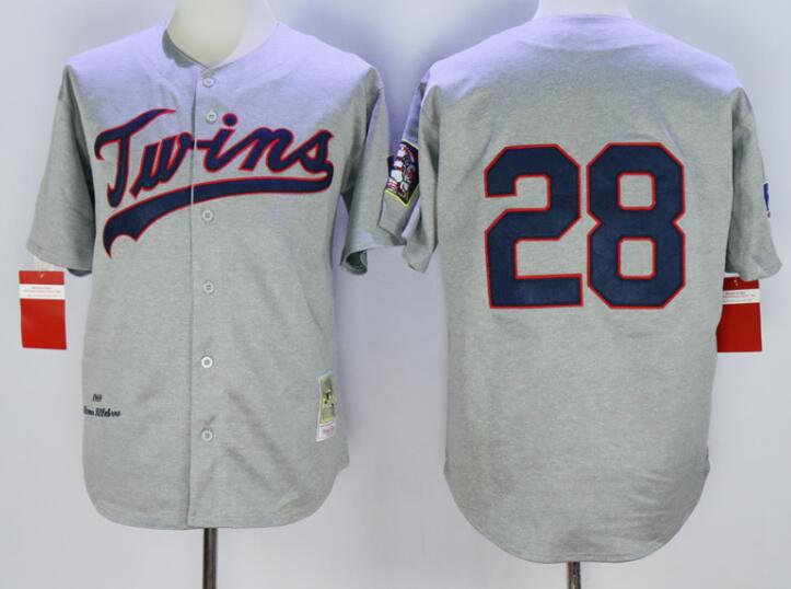 Men's Minnesota Twins #28 Bert Blyleven 1969 Gray Wool Throwback Baseball Jerseys