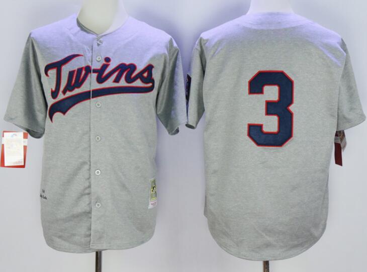 Men's Minnesota Twins #3 Harmon Killebrew 1969 Gray Wool Throwback Baseball Jerseys