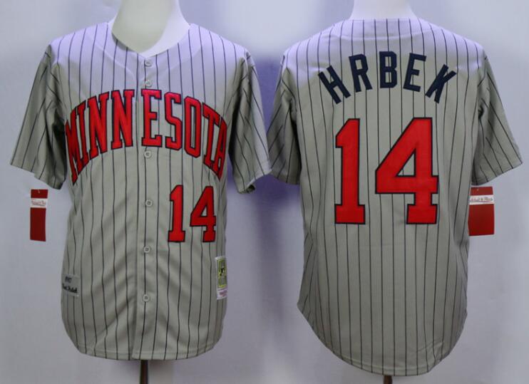 Men's Minnesota Twins #14 Kent Hrbek 1987 Gray Throwback Baseball Jerseys