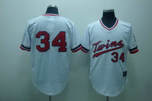 Men's Minnesota Twins #34 Kirby Puckett White Pullover Throwback Baseball Jerseys