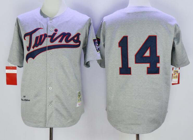 Men's Minnesota Twins #14 Kent Hrbek 1969 Gray Wool Throwback Baseball Jerseys