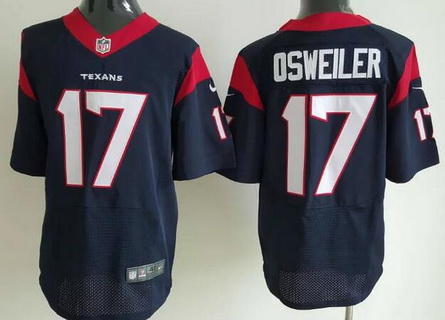 Men's Houston Texans #17 Brock Osweiler Navy Blue Team Color NFL Nike Elite Jersey