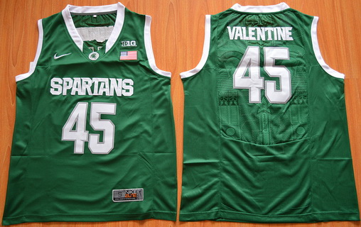 Men's Michigan State Spartans #45 Denzel Valentine Green College Basketball Nike Jersey