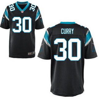 Men's Carolina Panthers #30 Stephen Curry Black Team Color NFL Nike Elite Jersey