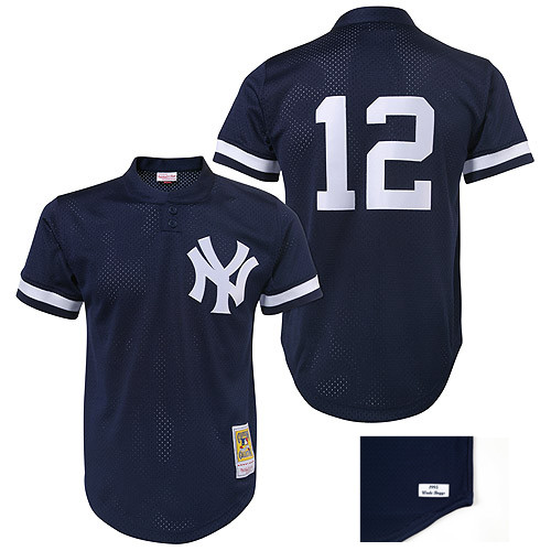 Men's New York Yankees #12 Wade Boggs 1995 Authentic Navy Mesh BP Jersey