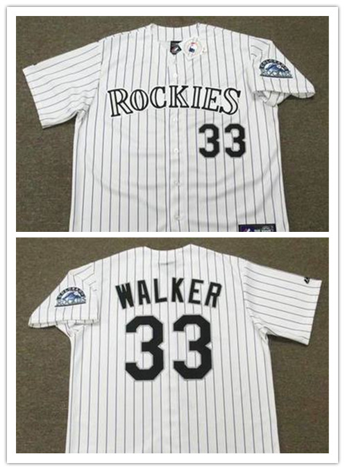 Men's Colorado Rockies Retired Player #33 LARRY WALKER 2001 Majestic Throwback Home Baseball Jersey