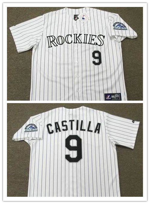 Men's Colorado Rockies #9 VINNY CASTILLA 2004 Majestic Throwback Home Baseball Jersey