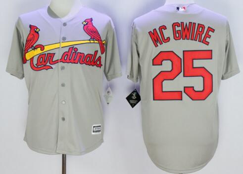 Men's St. Louis Cardinals Retired Player #25 Mark McGwire Grey Cool Base Baseball Jersey