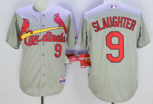 Men's St. Louis Cardinals Retired Player #9 Enos Slaughter Grey Cool Base Baseball Jersey