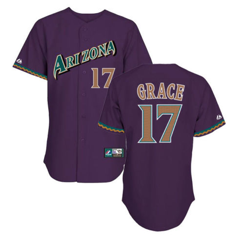 Men's Arizona Diamondbacks #17 Mark Grace 2001 Purple Cooperstown Jersey