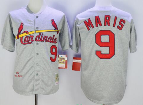 Men's St. Louis Cardinals #9 Roger Maris Grey 1967 Throwback Jerseys