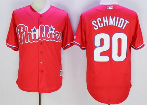 Men's Philadelphia Phillies 20 Mike Schmidt Red Throwback Jerseys