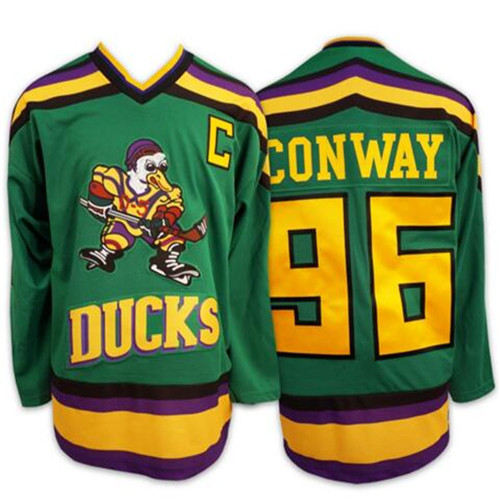 Men's Mighty Ducks Of Anaheim #96 Charlie Conway Green Hockey Jersey 