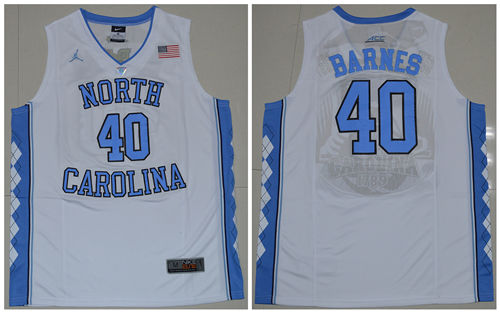 Men's North Carolina Tar Heels #40 Harrison Barnes White College Baseketball Jersey