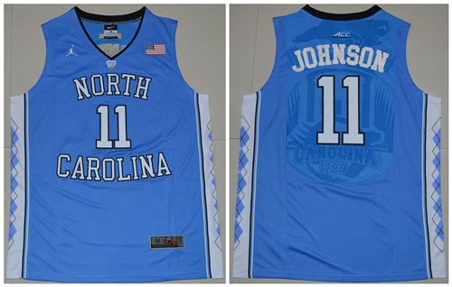 Men's North Carolina Tar Heels #11 Brice Johnson  Blue College Baseketball Jersey