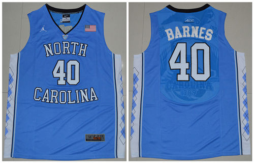 Men's North Carolina Tar Heels #40 Harrison Barnes Blue College Baseketball Jersey