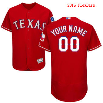 Men's Texas Rangers Majestic Scarlet Flexbase Authentic Collection Custom Jersey