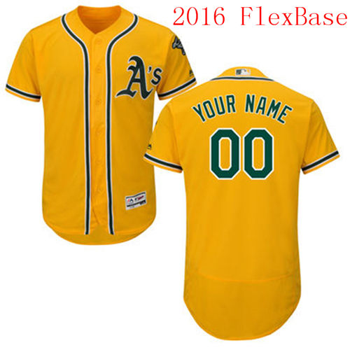 Oakland Athletics Majestic Gold Flexbase Authentic Collection Custom Jersey