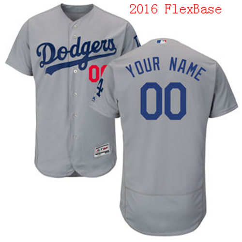 Men's L.A. Dodgers Majestic Gray Alternate Flexbase Authentic Collection Custom Jersey