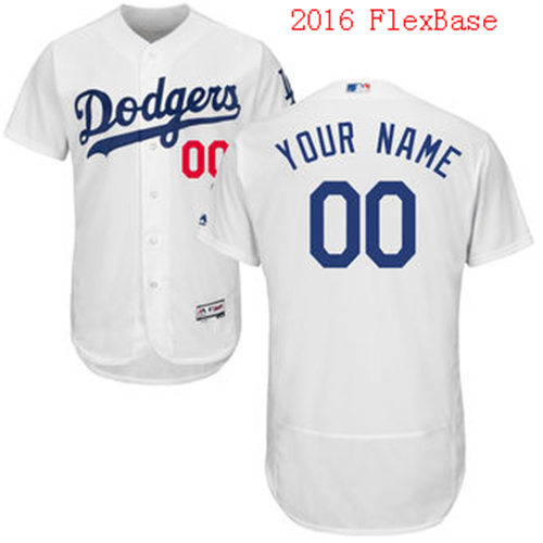 Men's L.A. Dodgers Majestic White Flexbase Authentic Collection Custom Jersey