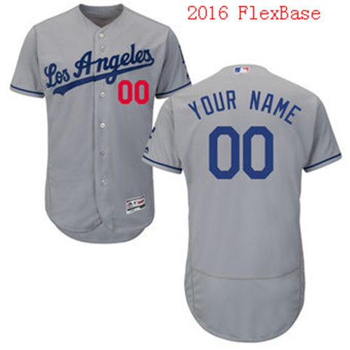 Men's L.A. Dodgers Majestic Gray Flexbase Authentic Collection Custom Jersey