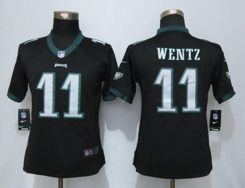 Women's Philadelphia Eagles #11 Carson Wentz Nike Black Limited Jerseys