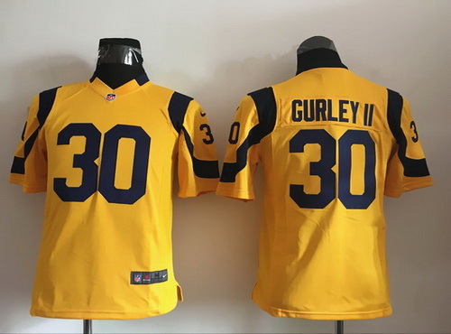Youth Los Angeles Rams #30 Todd Gurley II Nike Gold Color Rush 2015 NFL Game Jersey