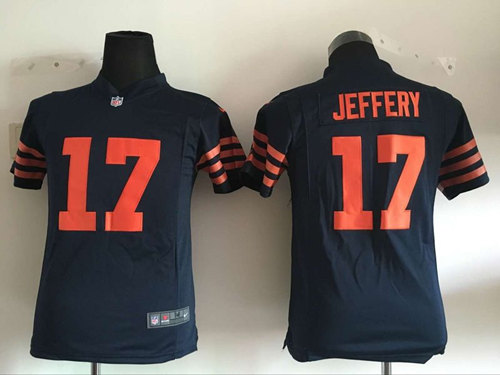 Kid's Chicago Bears #17 Alshon Jeffery Nike Navy Blue With Orange Game Jersey