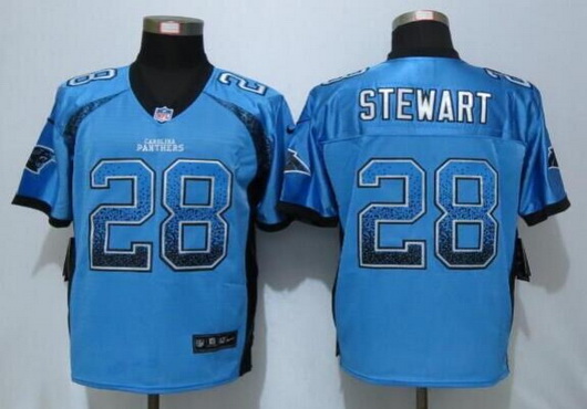 Men's Carolina Panthers #28 Jonathan Stewart Light Blue Drift Fashion NFL Nike Elite Jersey