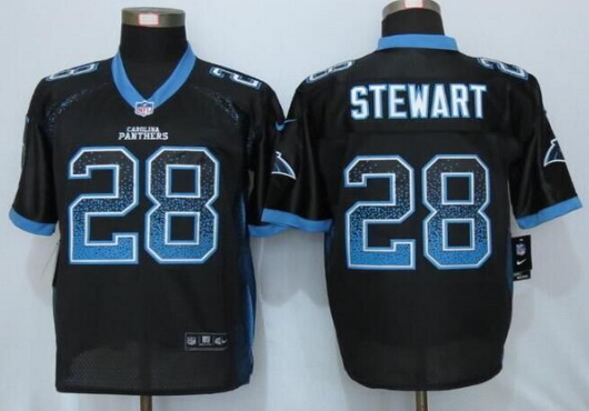 Men's Carolina Panthers #28 Jonathan Stewart Black Drift Fashion NFL Nike Elite Jersey