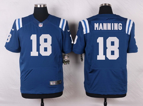 Men's Indianapolis Colts Retired Player #18 Peyton Manning Royal Blue NFL Nike Elite Jersey