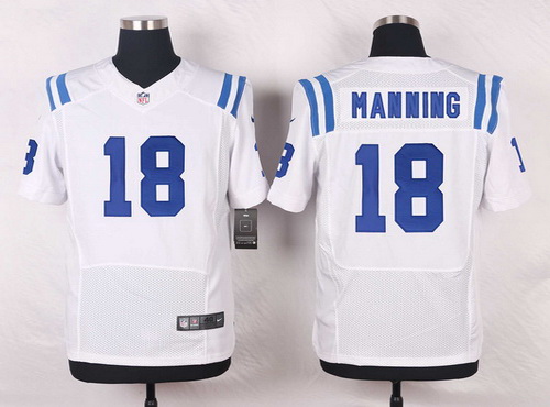 Men's Indianapolis Colts Retired Player #18 Peyton Manning White NFL Nike Elite Jersey
