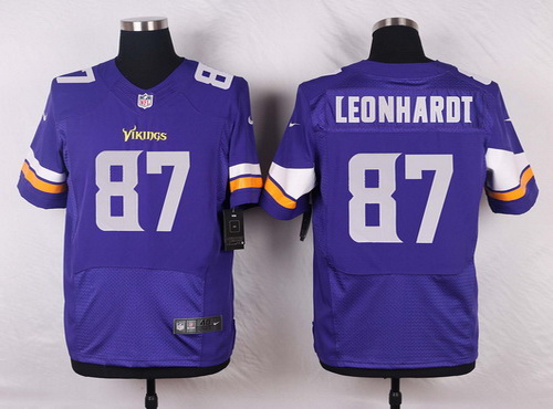 Men's Minnesota Vikings #87 Brian Leonhardt Purple Team Color NFL Nike Elite Jersey