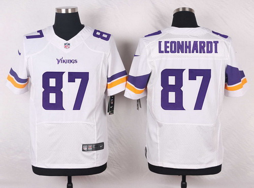 Men's Minnesota Vikings #87 Brian Leonhardt White Road NFL Nike Elite Jersey