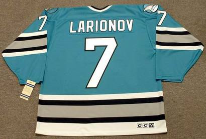 Men's San Jose Sharks #7 IGOR LARIONOV 1995 CCM Vintage Throwback NHL Hockey Jersey