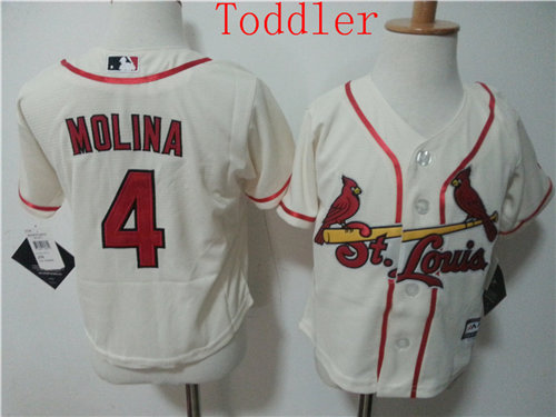 Toddler St. Louis Cardinals #4 Yadier Molina Cream 2015 Cool Base Baseball Jersey