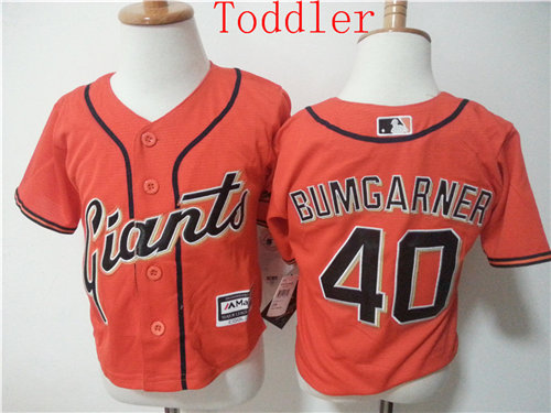 Toddler San Francisco Giants #40 Madison Bumgarner Orange 2015 Cool Base Baseball Jersey
