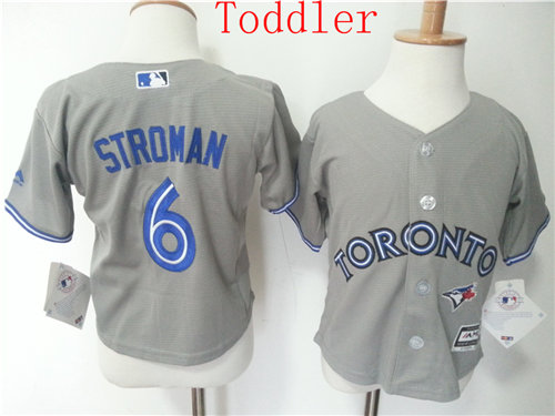 Toddler Toronto Blue Jays #6 Marcus Stroman Gray 2015 Cool Base Baseball Jersey