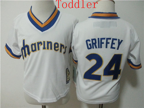 Toddler Seattle Mariners #24 Ken Griffey Jr White Pullover Baseball Jersey