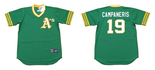 Men's Oakland Athletics #19 Bert Campaneris 1973 Pullover Cooperstown Green Throwback Baseball Jersey size S-3XL