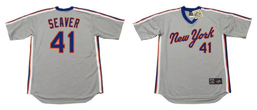 Men's New York Mets #41 TOM SEAVER 1983 Majestic Cooperstown Throwback Away Baseball Jersey