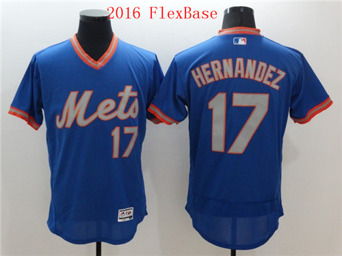 Men's New York Mets Throwback Player #17 Keith Hernandez 1983 Blue Pullov Throwback Jersey