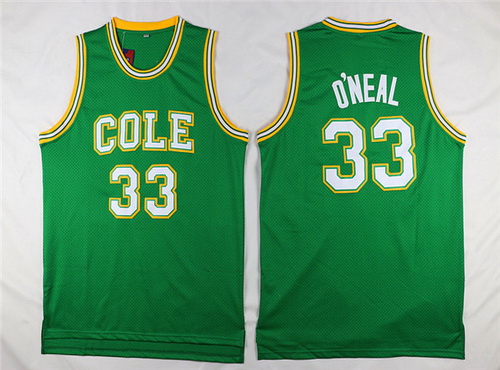 Men's Robert G. Cole High School #33 Shaquille O'Neal Green Baseketball Swingman Jersey